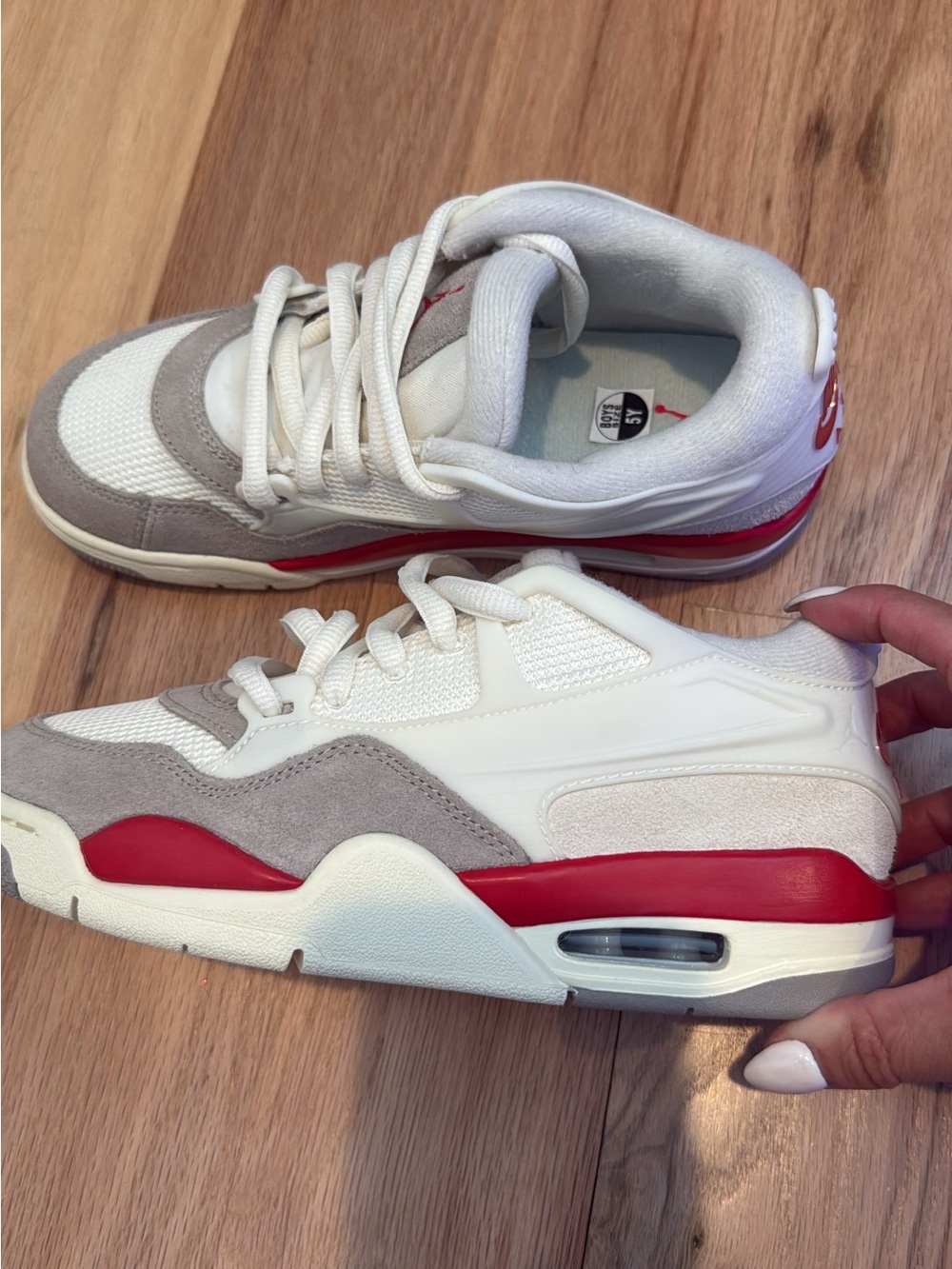 Nike Kids White Gray and Red Sneakers